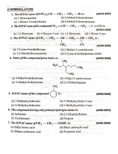 IUPAC Nomenclature Exam Questions