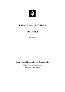 Stat1 Formulas and Tables for Statistics 2020