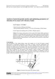 Analysis of material particle motion and optimizing parameters of vibration of two-mass GZS vibratory feeder