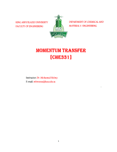 Momentum transfer ChE 331