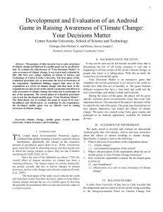 Journal - Development and Evaluation of an Android Game in Raising Awareness of Climate Change Your Decisions Matter