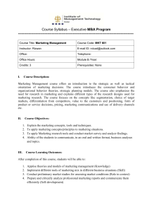 Institute of Management Technology EMBA Syllabus