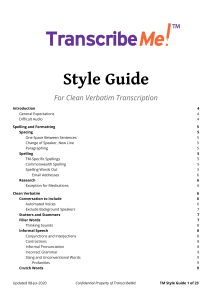 T104 TranscribeMe Style Guide Version 3.1 20200708
