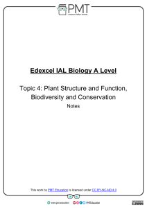 4. Plant Structure and Function, Biodiversity and Conservation