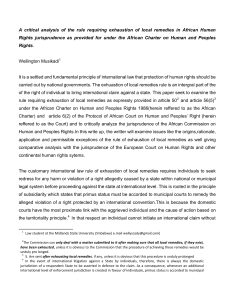A critical analysis of the rule requiring exhaustion of local remedies in African Human Rights jurisprudence as provided for under the African Charter on Human and Peoples Rights