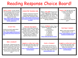 reading response choice board all-in-one