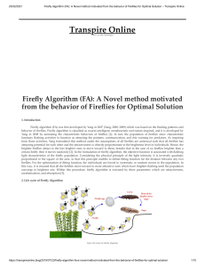 Firefly Algorithm (FA)  A Novel method motivated from the behavior of Fireflies for Optimal Solution – Transpire Online
