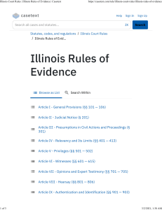 Illinois Court Rules Illinois Rules of Evidence Casetext