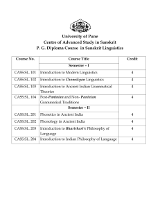 1) P. G. Diploma in Sanskrit Linguistics 18-7-13
