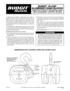 BUDGIT - Hi-Cap Upper Hooks Replacement Instriction Manual