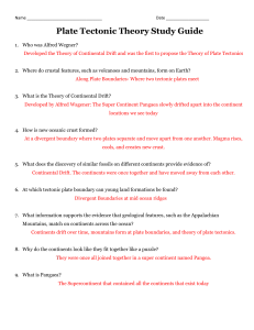 [Template] Plate Tectonic Theory Study Guide Key