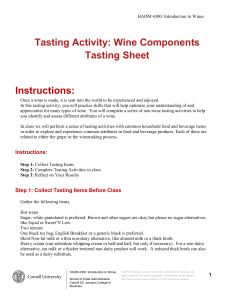 Tasting Activity Components a