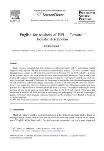 English for teachers of EFL – Toward a holistic description