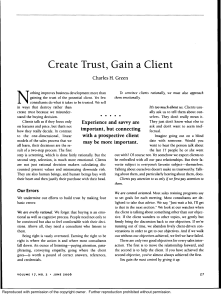 Create Trust, Gain a Client, Green, C.H.(2006)