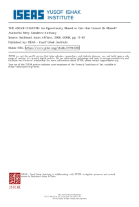 Caballero-Anthony THE ASEAN CHARTER-An Opportunity Missed or One that Cannot Be Missed?
