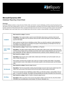 Database Cheat Sheet Dynamics NAV