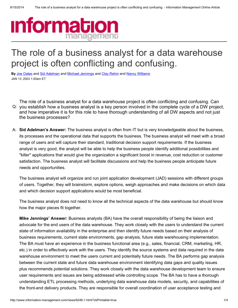 business-analyst-role-for-a-data-warehouse-project