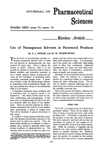 Use of Nonaqueous Solvents in Parenteral Products