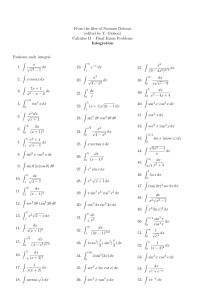 Calculus II Integration Exam Problems