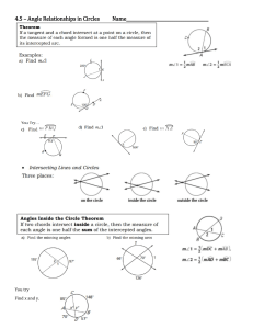 4.5 - Angle Relationships in Circles
