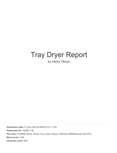 Tray Dryer Report