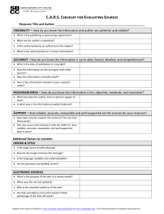 CARS Checklist for Evaluating Sources