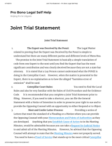 ~~~~~~Joint Trial Statement – Pro Bono Legal Self Help