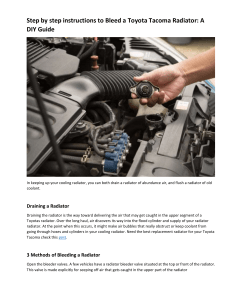 Step by step instructions to Bleed a Toyota Tacoma Radiator