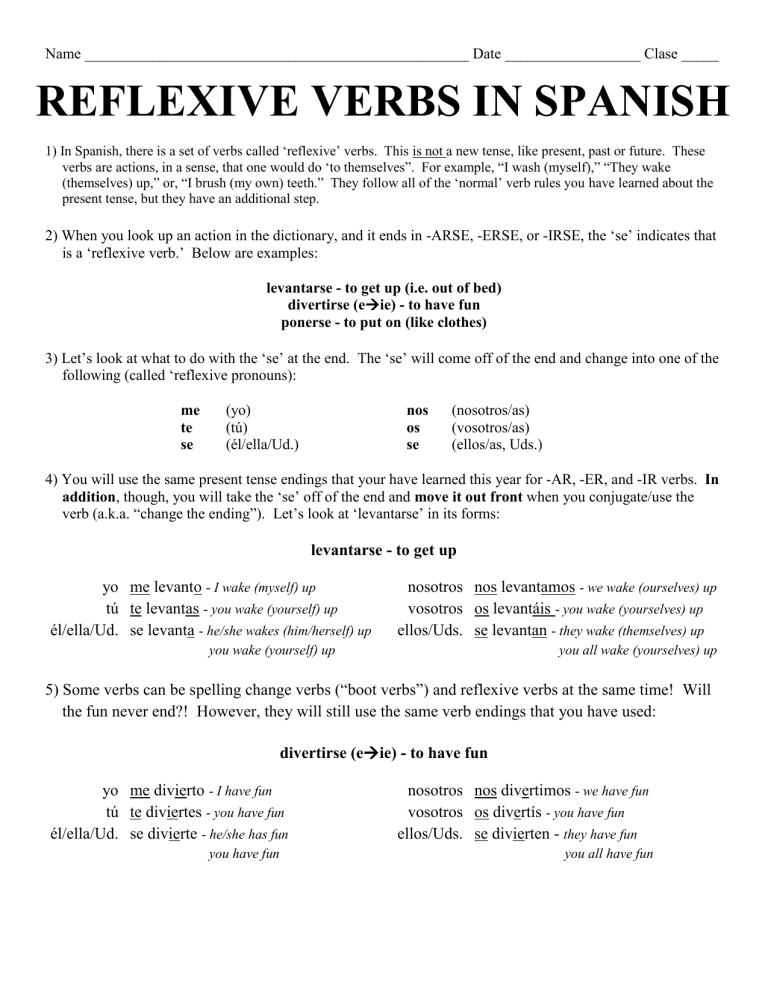 Reflexive Verbs In Spanish 1042