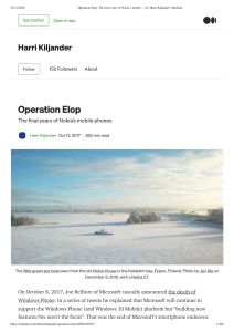 Operation Elop. The final years of Nokia’s mobile…   by Harri Kiljander   Medium