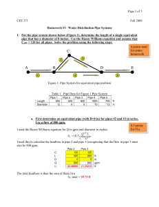 371 Homework #3 Water Distribution Pipe Systems