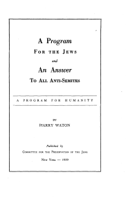 A Program For The Jews and An Answer to All Anti-Semites