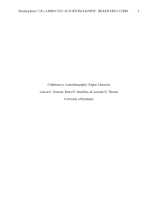 Collaborative Autoethnography Higher Education