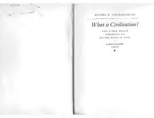 Coomaraswamy - What is Civilisation text
