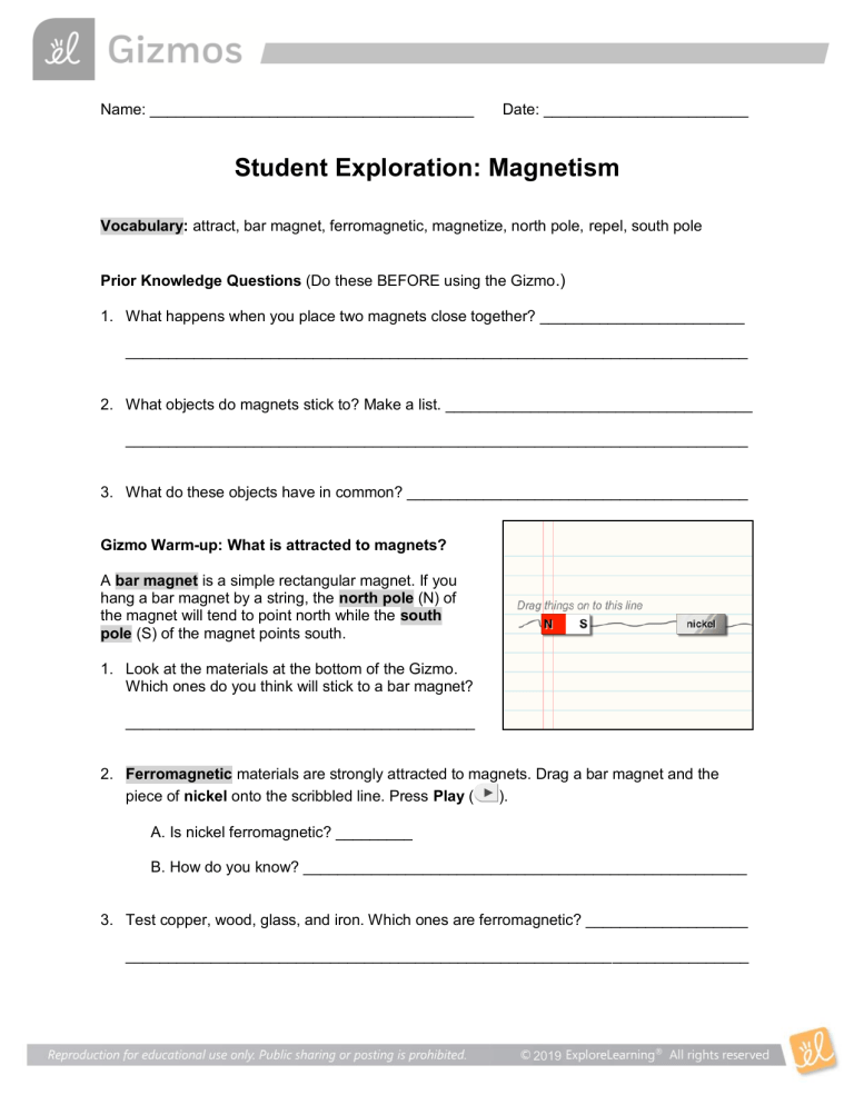 Gizmo Magnetism Answers Judithcahen Answer Key For Practice Test