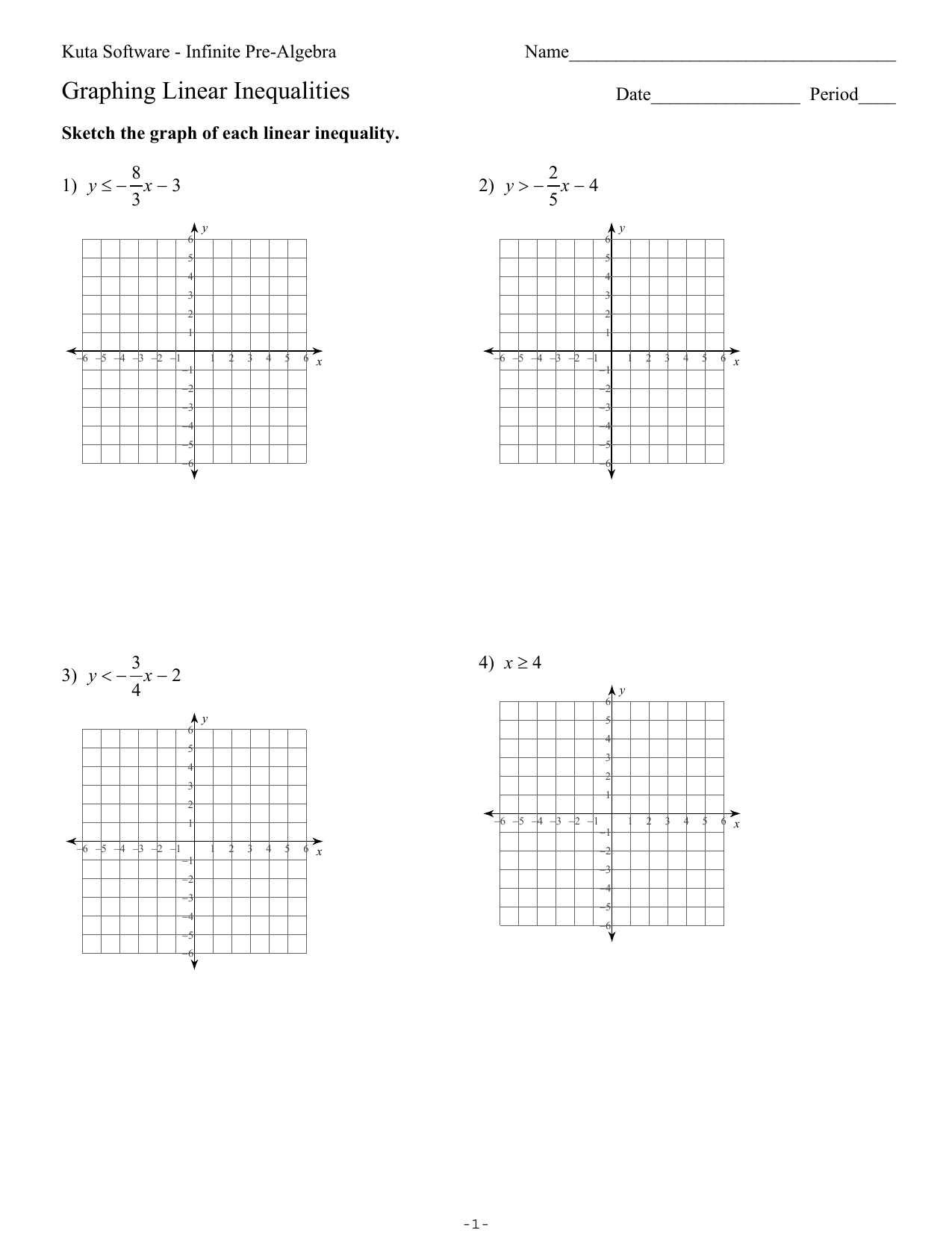 Graphing Linear Inequalities Inside Graphing Linear Inequalities Worksheet