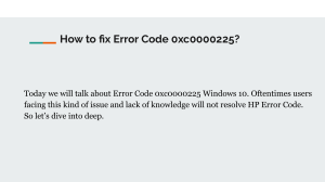HP Error Code 0xc0000225
