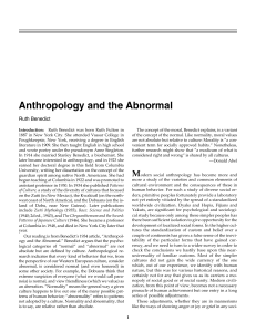 BENEDICT Anthropology and the Abnormal