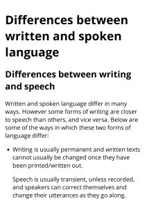 Differences between written and spoken language 05549