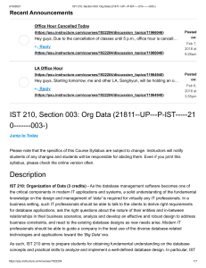 IST 210 Organization of Data (21811--UP---P-IST-----210-------003-) Syllabus