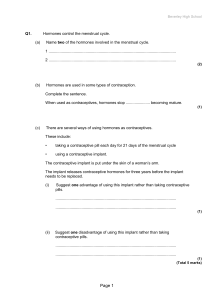 Menstrual cycle exam-style questions (+ mark scheme)