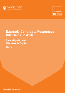 2010 Literature in English Example Candidate Responses Booklet 