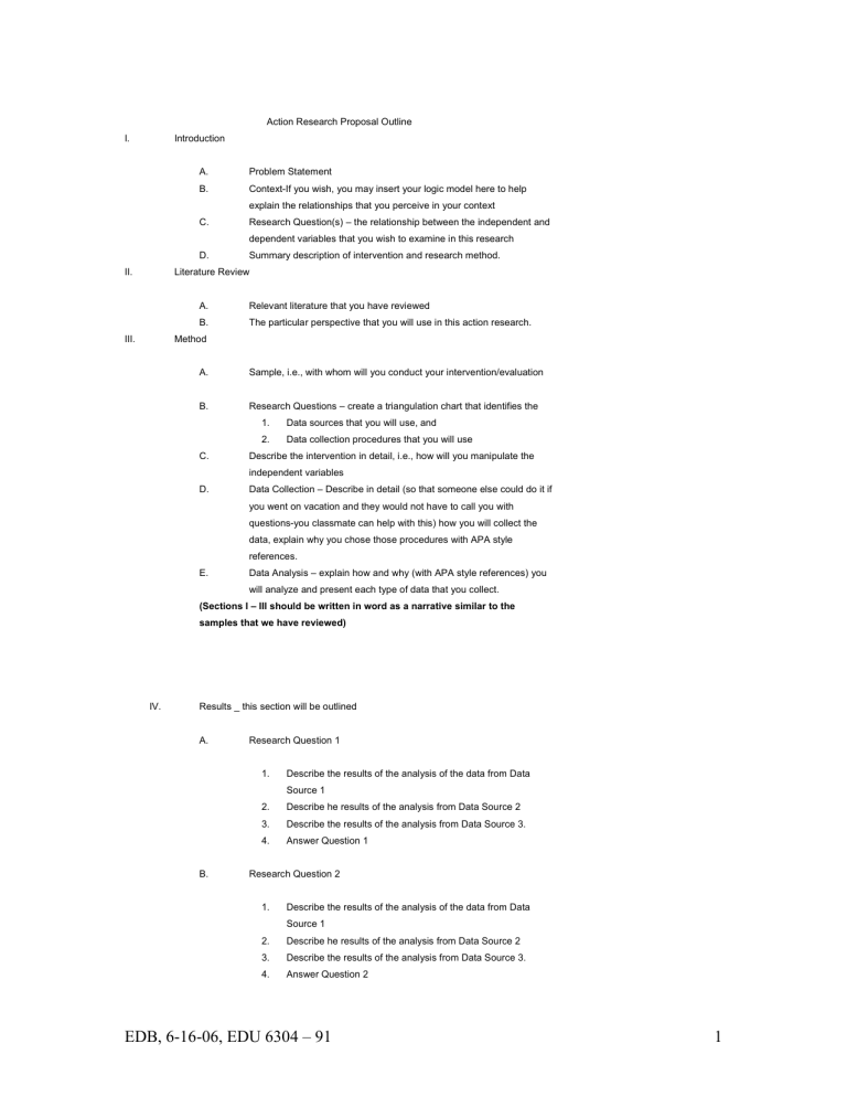 Action Research Proposal Outline Template