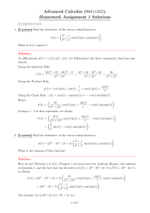 Advanced Calculus (MAU11202), Homework Assignment 1 Solution