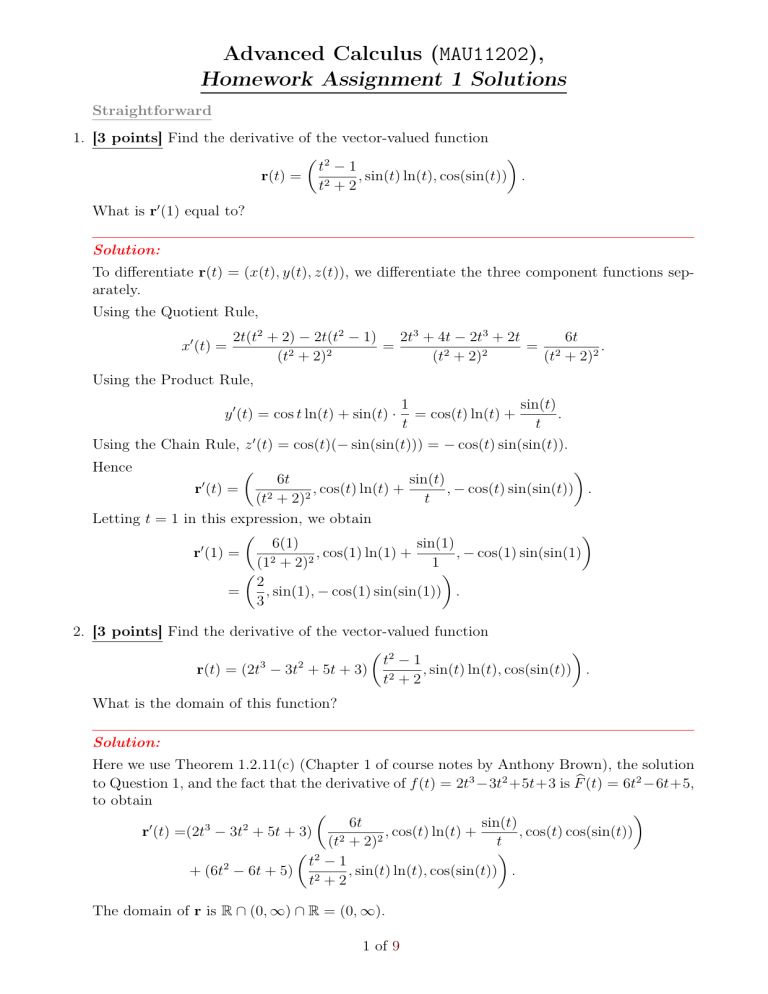 calculus homework solutions