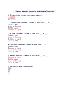 Evaporation and condensation Answer key