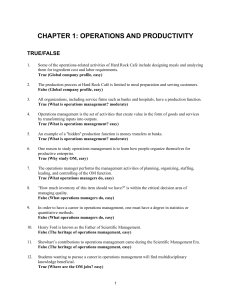 Operations & Productivity Exam Questions