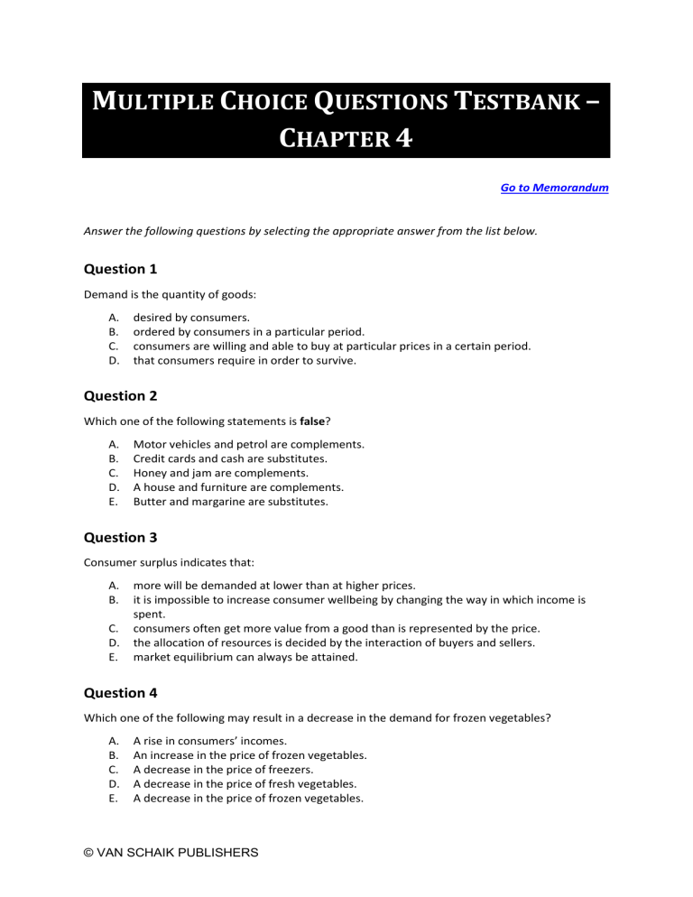 demand and supply chapter 4