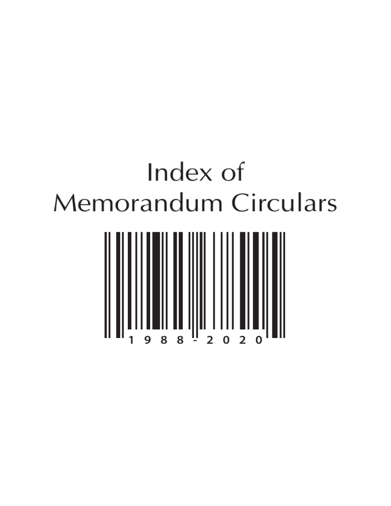 Index Of Memorandum Circulars (1988-2020)