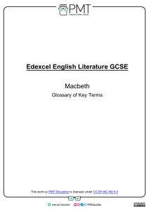 Glossary of Key Terms - Macbeth - Edexcel English Literature GCSE